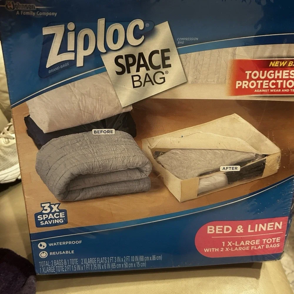 Ziploc Space Bag 2 X-Large Flats Bed & Linen & 1x-large Waterproof Reusable New